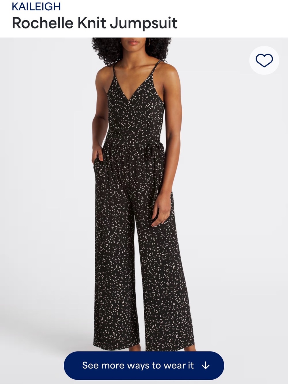 Kaileigh Black Printed Spaghetti-Strap Jumpsuit